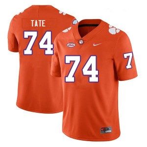 Men's Marcus Tate Orange Clemson Tigers #74 Embroidery College Football Jersey 139035-319