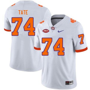 Men's Marcus Tate White Clemson Tigers #74 Stitched College Football Jersey 275066-853