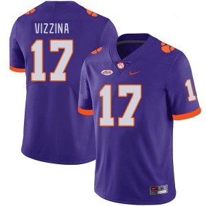 Men's Christopher Vizzina Purple Clemson Tigers #17 Replica College Football Jersey 108584-391