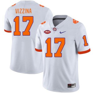 Men's Christopher Vizzina White Clemson Tigers #17 University College Football Jersey 350264-244