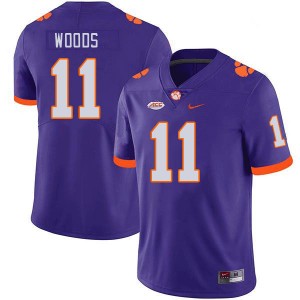 Men's Peter Woods Purple Clemson Tigers #11 Replica College Football Jersey 412424-230