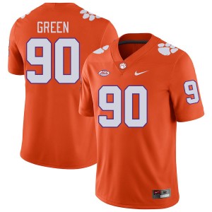Men's Stephiylan Green Orange Clemson Tigers #90 Game College Football Jersey 667690-685