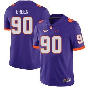 Men's Stephiylan Green Purple Clemson Tigers #90 Official College Football Jersey 358403-609