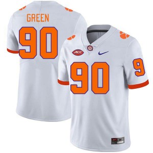 Men's Stephiylan Green White Clemson Tigers #90 2024-25 College Football Jersey 363416-423