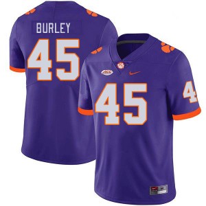Men's Vic Burley Purple Clemson Tigers #45 Replica College Football Jersey 244599-397