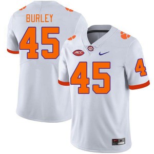 Men's Vic Burley White Clemson Tigers #45 2024 College Football Jersey 538554-668