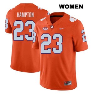 Women's Ashton Hampton Orange Clemson Tigers #23 Stitched College Football Jersey 687930-709