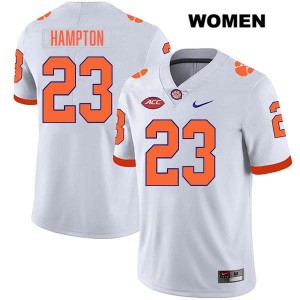 Women's Ashton Hampton White Clemson Tigers #23 Stitched College Football Jersey 866628-740