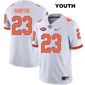 Youth Ashton Hampton White Clemson Tigers #23 Stitched College Football Jersey 783303-638