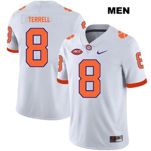 Men's Avieon Terrell White Clemson Tigers #8 Stitched College Football Jersey 415912-174
