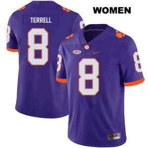 Women's Avieon Terrell Purple Clemson Tigers #8 Stitched College Football Jersey 544668-781