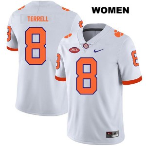 Women's Avieon Terrell White Clemson Tigers #8 Stitched College Football Jersey 157907-686