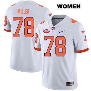 Women's Blake Miller White Clemson Tigers #78 Stitched College Football Jersey 323955-965