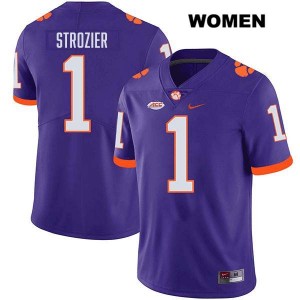 Women's Branden Strozier Purple Clemson Tigers #1 Stitched College Football Jersey 392324-868