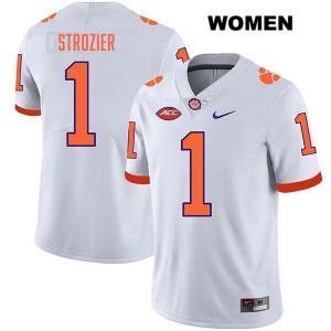 Women's Branden Strozier White Clemson Tigers #1 Stitched College Football Jersey 376894-875
