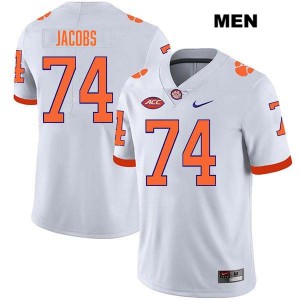 Men's Brayden Jacobs White Clemson Tigers #74 Stitched College Football Jersey 113519-565