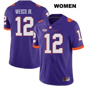 Women's Bryant Wesco Jr. Purple Clemson Tigers #12 Stitched College Football Jersey 636739-695