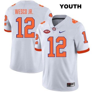 Youth Bryant Wesco Jr. White Clemson Tigers #12 Stitched College Football Jersey 279895-121