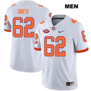 Men's Bryce Smith White Clemson Tigers #62 Stitched College Football Jersey 640333-543