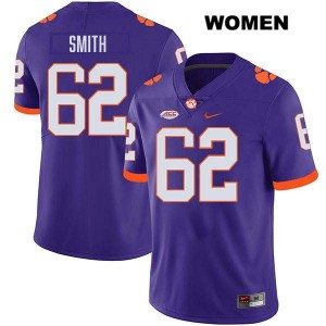 Women's Bryce Smith Purple Clemson Tigers #62 Stitched College Football Jersey 859511-269