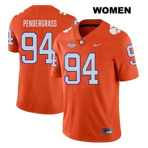 Women's Chapman Pendergrass Orange Clemson Tigers #94 Stitched College Football Jersey 178852-727
