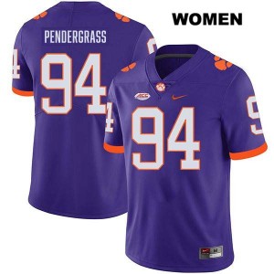 Women's Chapman Pendergrass Purple Clemson Tigers #94 Stitched College Football Jersey 489673-669