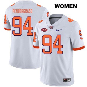 Women's Chapman Pendergrass White Clemson Tigers #94 Stitched College Football Jersey 931784-279