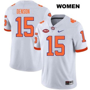 Women's Chris Denson White Clemson Tigers #15 Stitched College Football Jersey 332789-911