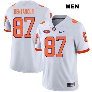 Men's Christian Bentancur White Clemson Tigers #87 Stitched College Football Jersey 230425-109