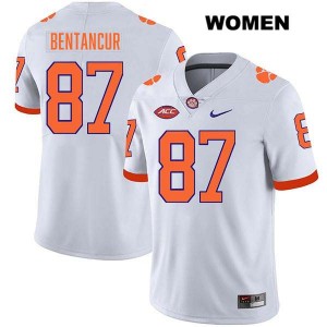 Women's Christian Bentancur White Clemson Tigers #87 Stitched College Football Jersey 861474-515