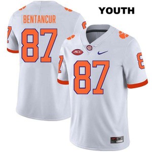 Youth Christian Bentancur White Clemson Tigers #87 Stitched College Football Jersey 372431-735