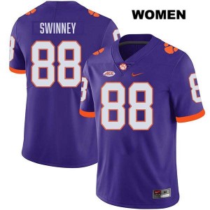 Women's Clay Swinney Purple Clemson Tigers #88 Stitched College Football Jersey 457040-166