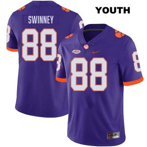 Youth Clay Swinney Purple Clemson Tigers #88 Stitched College Football Jersey 707224-195