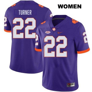 Women's Cole Turner Purple Clemson Tigers #22 Stitched College Football Jersey 302826-154