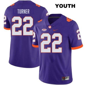 Youth Cole Turner Purple Clemson Tigers #22 Stitched College Football Jersey 654766-615