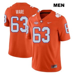 Men's Easton Ware Orange Clemson Tigers #63 Stitched College Football Jersey 633492-188