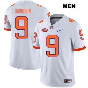 Men's Gideon Davidson White Clemson Tigers #9 Stitched College Football Jersey 355598-542