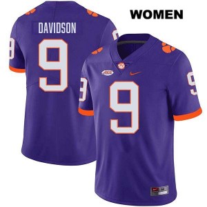 Women's Gideon Davidson Purple Clemson Tigers #9 Stitched College Football Jersey 430831-769