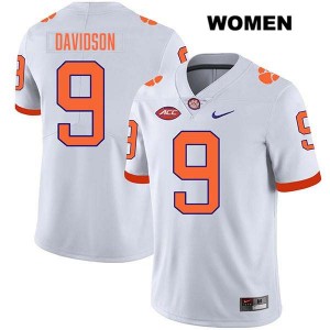 Women's Gideon Davidson White Clemson Tigers #9 Stitched College Football Jersey 163571-616