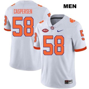 Men's Holden Caspersen White Clemson Tigers #58 Stitched College Football Jersey 244139-467