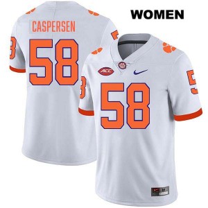 Women's Holden Caspersen White Clemson Tigers #58 Stitched College Football Jersey 614153-195
