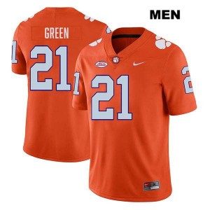 Men's Jarvis Green Orange Clemson Tigers #21 Stitched College Football Jersey 339897-701