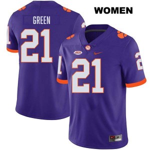 Women's Jarvis Green Purple Clemson Tigers #21 Stitched College Football Jersey 988527-212