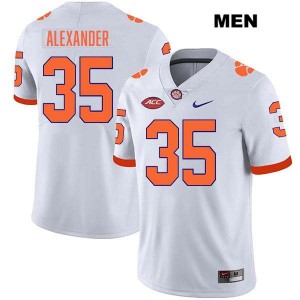 Men's Jeremiah Alexander White Clemson Tigers #35 Stitched College Football Jersey 951228-134