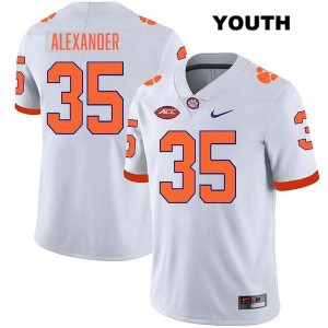 Youth Jeremiah Alexander White Clemson Tigers #35 Stitched College Football Jersey 290251-401