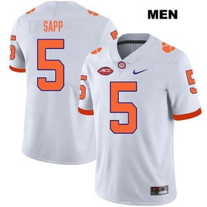 Men's Josh Sapp White Clemson Tigers #5 Stitched College Football Jersey 107362-256