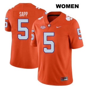 Women's Josh Sapp Orange Clemson Tigers #5 Stitched College Football Jersey 405327-478