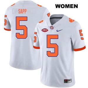Women's Josh Sapp White Clemson Tigers #5 Stitched College Football Jersey 766734-205