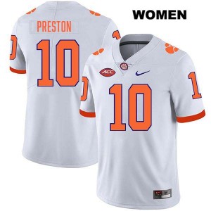 Women's Juju Preston White Clemson Tigers #10 Stitched College Football Jersey 817227-417