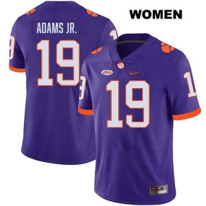 Women's Keith Adams Jr. Purple Clemson Tigers #19 Stitched College Football Jersey 386918-594